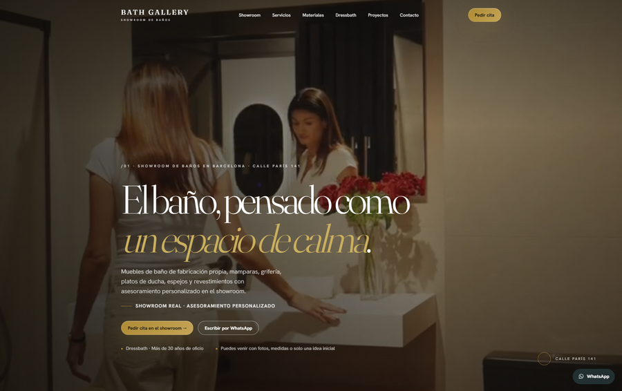 Captura de la web de Bath Gallery, showroom de baño